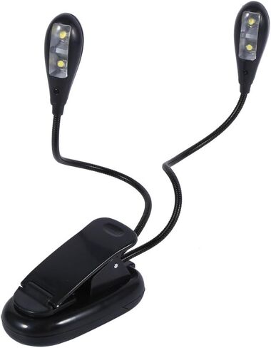 مصباح كتاب LED قابل للتعديل من Fafeicy، مصباح قراءة مزدوج الذراع خفيف الوزن ومحمول، 4 بطاريات LED USB تعمل، مثالي للقراءة ومهام البيانو in Kuwait