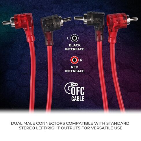 DS18 R20.L 100% نحاس خالٍ من الأكسجين OFC Ultra Flex 2-Channel RCA مع نهايات 90 درجة - كابل صوت مزدوج ملتوي لتقليل الضوضاء لمكبرات الصوت ومكبرات الصوت ومكبرات الصوت - 20 قدمًا in Kuwait