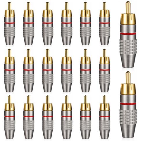 20 Pack RCA Plug Solderless, RCA Male Plug Gold Audio Video Adapter Cable Connector RCA Jacks Solder Connector for Speaker Wire in Kuwait