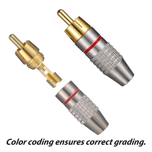 20 Pack RCA Plug Solderless, RCA Male Plug Gold Audio Video Adapter Cable Connector RCA Jacks Solder Connector for Speaker Wire in Kuwait