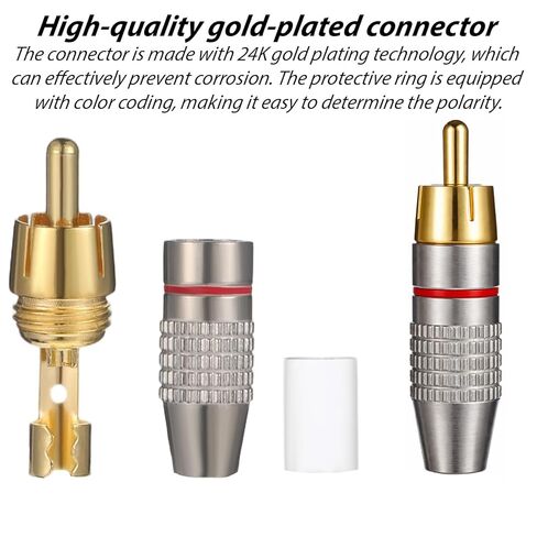 20 Pack RCA Plug Solderless, RCA Male Plug Gold Audio Video Adapter Cable Connector RCA Jacks Solder Connector for Speaker Wire in Kuwait
