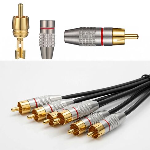 20 Pack RCA Plug Solderless, RCA Male Plug Gold Audio Video Adapter Cable Connector RCA Jacks Solder Connector for Speaker Wire in Kuwait