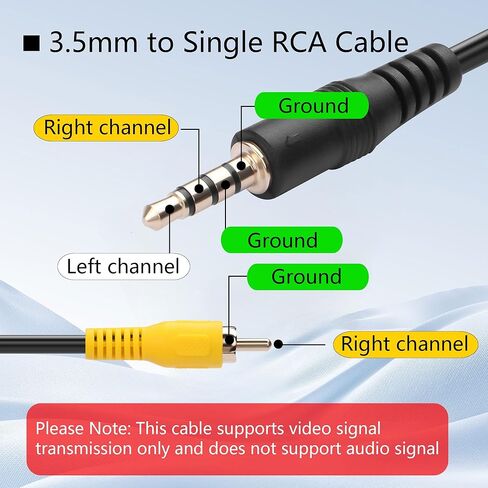 CERRXIAN 3.5 ملم إلى كابل RCA 3.5 ملم 1/8 بوصة ذكر إلى RCA ذكر محول كابل فيديو للسيارة DVR، كاميرات المراقبة، كاميرات داش - 4.92 قدم in Kuwait