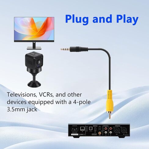 CERRXIAN 3.5 ملم إلى كابل RCA 3.5 ملم 1/8 بوصة ذكر إلى RCA ذكر محول كابل فيديو للسيارة DVR، كاميرات المراقبة، كاميرات داش - 4.92 قدم in Kuwait