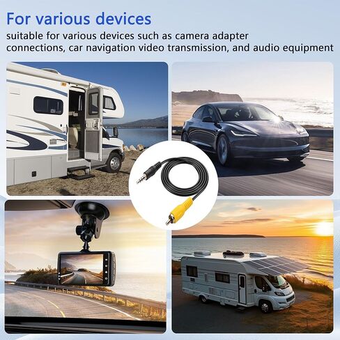 CERRXIAN 3.5 ملم إلى كابل RCA 3.5 ملم 1/8 بوصة ذكر إلى RCA ذكر محول كابل فيديو للسيارة DVR، كاميرات المراقبة، كاميرات داش - 4.92 قدم in Kuwait