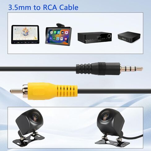 CERRXIAN 3.5 ملم إلى كابل RCA 3.5 ملم 1/8 بوصة ذكر إلى RCA ذكر محول كابل فيديو للسيارة DVR، كاميرات المراقبة، كاميرات داش - 4.92 قدم in Kuwait