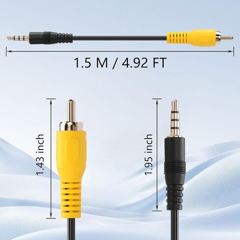CERRXIAN 3.5 ملم إلى كابل RCA 3.5 ملم 1/8 بوصة ذكر إلى RCA ذكر محول كابل فيديو للسيارة DVR، كاميرات المراقبة، كاميرات داش - 4.92 قدم in Kuwait