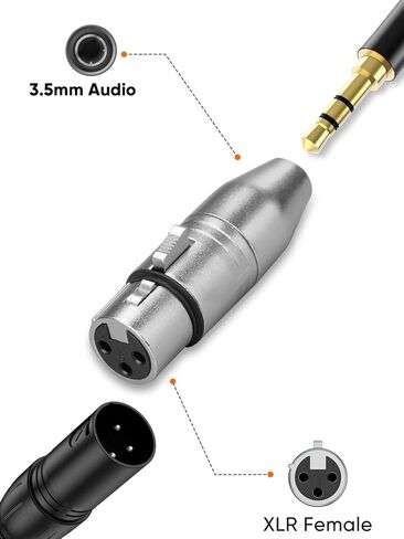 CableCreation 3.5mm to XLR Female Adaptor 2pcs,X LR to 1/8'' Stereo Audio Converter,1/8 inch TRS Stereo Jack Female to 3 Pin XL R Microphone Extender for Camcorder,Mixer,Speaker,Microphone,Amplifier in Kuwait