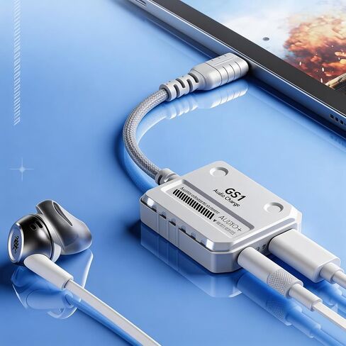【2 في 1】 محول صوت USB-C إلى 3.5 مم، شحن سريع 60 وات PD، صوت HiFi عالي الدقة، شريحة DAC، تشغيل وشحن، زمن استجابة منخفض، متوافق مع iPhone 15، Samsung، iPad Pro، الهواتف والأجهزة اللوحية من النوع C، محمول in Kuwait