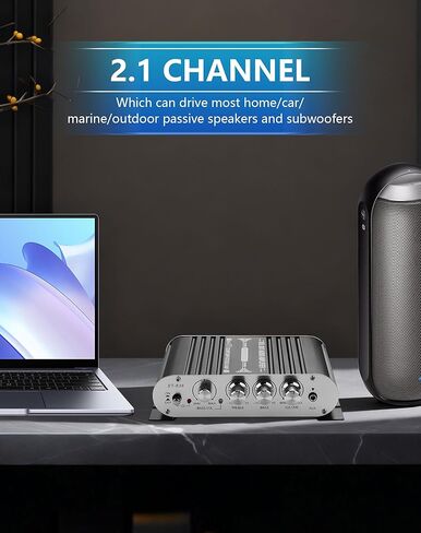 CERRXIAN مضخم صوت ستيريو صغير، 2.1 قناة 20Wx2+40W HiFi AMP Board AUX/RCA مدخل استقبال الصوت المنزلي للمسرح المنزلي، السيارة، البحرية DC12V 3A محول الطاقة in Kuwait