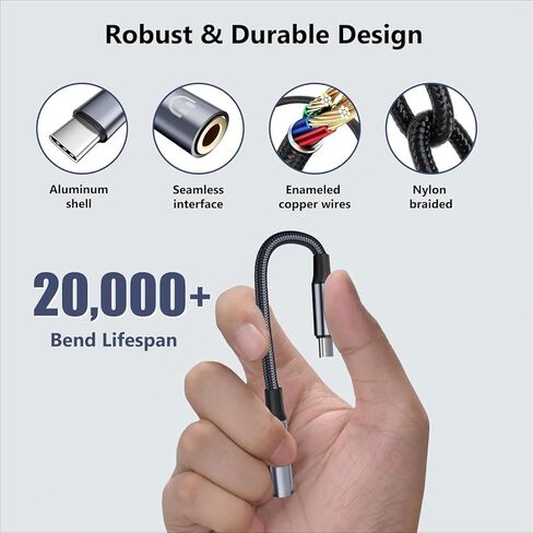USB C to 3.5mm Headphone Jack Adapter Nylon Braided Audio Dongle Adapter for Phone 16 & Smartphones, Universal Fit in Kuwait