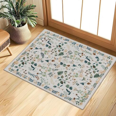 DECOMALL Jasmine Washable Area Rugs 6x9, Colorful Modern Flower Rug with Rubber Backing, Foldable Non Slip Carpet for Living Room Bedroom Dinning Room, 6x9ft, Pink/Multi in Saudi Arabia