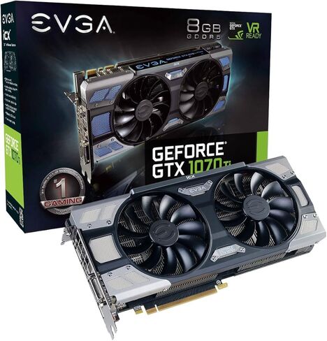 EVGA GeForce GTX 1070 Ti FTW2 GAMING، 8 جيجابايت GDDR5، تقنية iCX - 9 أجهزة استشعار حرارية وRGB LED G/P/M، مروحة غير متزامنة، بطاقة رسومات تدفق الهواء المحسنة 08G-P4-6775-KR (متجددة) in Kuwait