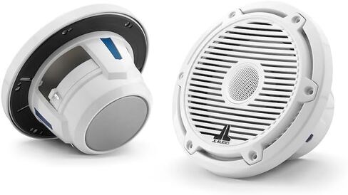 مكبرات صوت بحرية محورية من سلسلة JL Audio M6 مقاس 6.5 بوصة مع شبكة كلاسيكية باللون الأبيض اللامع - M6-650X-C-3Gw in Kuwait