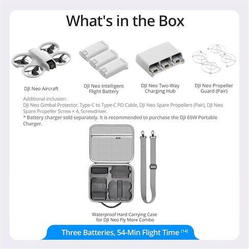 DJI Neo Palm Sized Lightweight Drone Combo with Six Intelligent Shooting Modes with Customized Travel Case for DJI Neo Combo bundle in Kuwait