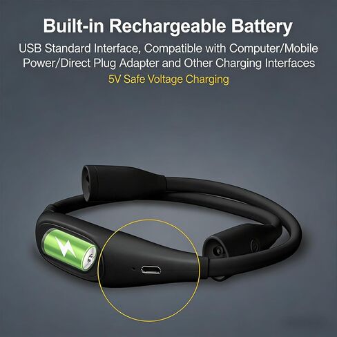 Neck Light, USB Rechargeable Dual Color Temperature LED Portable Reading Light with Brightness Adjustable, for Reading Camping Emergency Lighting in Kuwait