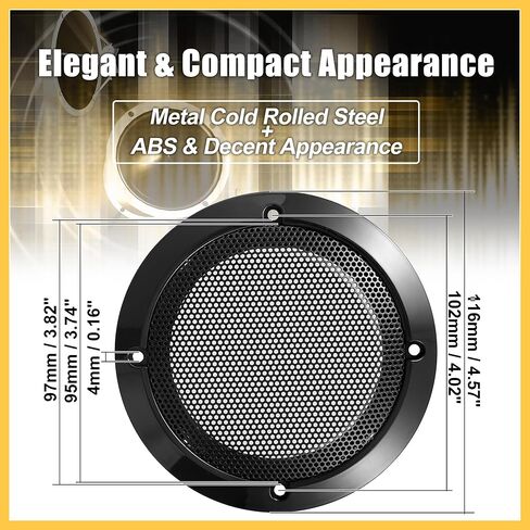 2pcs 3.5 Inch Car Metal Audio Speaker Grill Cover Mesh Woofer Horn Guard Decorative Circle Grille Protector Black Auto Replacement Parts in Kuwait