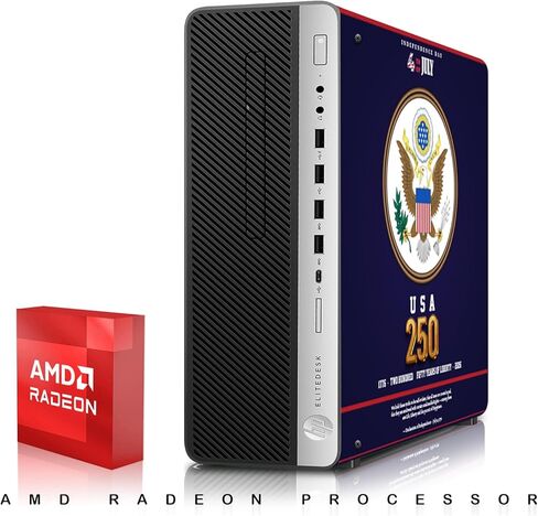 كمبيوتر مكتبي للألعاب HP EliteDesk Liberty 250 Edition، AMD، ذاكرة وصول عشوائي 16 جيجابايت، نظام تشغيل SSD 256 جيجابايت + 2x500 جيجابايت محرك أقراص ثابتة، شاشة منحنية مزدوجة 27 بوصة، رسومات GT 1030، لوحة مفاتيح/ماوس/سماعات رأس RGB، Win 11 Pro (متجدد) in Kuwait