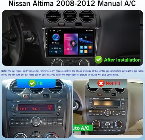 8 Core 4+32G Car Radio for Nissan Altima 2008 2009 2010 2011 2012 Manual AC with Wireless CarPlay Android Auto, 9 inch HD Touchscreen Car Stereo Player with Backup Camera, AMFMRDS, AUX, DSP, SWC in Kuwait