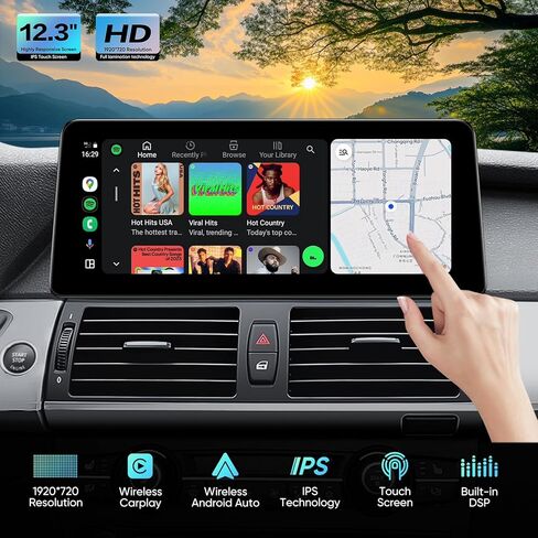ستيريو سيارة لسيارة BMW X5 X6 E70 E71 (2007-2010) نظام CCC، نظام CarPlay اللاسلكي Android Auto Upgrade Factory Radio Bluetooth WiFi 1920 * 720p IPS Touch Screen GPS Navigation (12.3 بوصة 2007-2010) in Kuwait