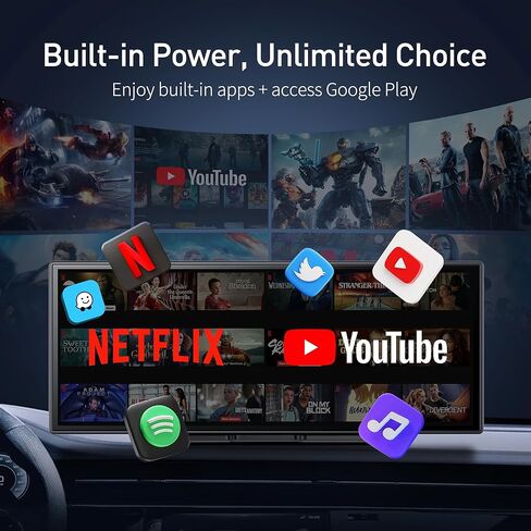 شاشة QLED Carplay مقاس 10.25 بوصة للسيارة Android 8Core 4G+64G Apple CarPlay وشاشة Android Auto مع Net-Flix YouTube Google Play 1080P كاميرا أمامية وخلفية مقسمة شاشة GPS للتحكم الصوتي 10.25 بوصة (4+64 جيجابايت) in Kuwait