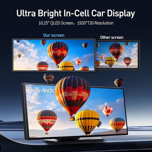 شاشة QLED Carplay مقاس 10.25 بوصة للسيارة Android 8Core 4G+64G Apple CarPlay وشاشة Android Auto مع Net-Flix YouTube Google Play 1080P كاميرا أمامية وخلفية مقسمة شاشة GPS للتحكم الصوتي 10.25 بوصة (4+64 جيجابايت) in Kuwait