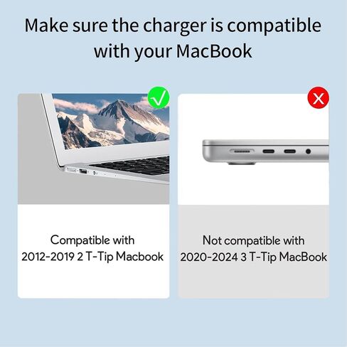 MacBook Pro Charger - 85W Replacement AC 85W T-Type Interface Power Adapter Mag 2. Laptop Charger, Compatible with MacBook Pro and MacBook Pro 13-inch - 15-inch (2012-2017 Models) in Kuwait