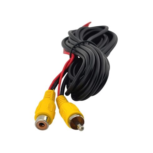 كابل تمديد فيديو AV RCA مع أسلاك طاقة 10FT (3M) ذكر إلى أنثى للكاميرا الاحتياطية، وشاشة السيارة، وأنظمة الصوت والفيديو in Kuwait