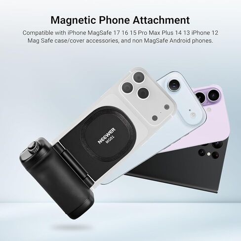 NEEWER Magnetic Phone Camera Grip Compatible with MagSafe iPhone Samsung Wireless Charging, Ergonomic Handle Holder with 3500mAh Battery & Detachable Remote for Tripod Mount Video Recording, MG01 in Kuwait