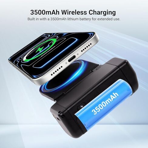 NEEWER Magnetic Phone Camera Grip Compatible with MagSafe iPhone Samsung Wireless Charging, Ergonomic Handle Holder with 3500mAh Battery & Detachable Remote for Tripod Mount Video Recording, MG01 in Kuwait