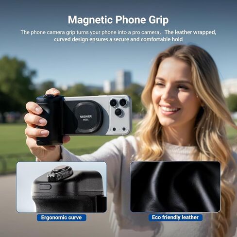 NEEWER Magnetic Phone Camera Grip Compatible with MagSafe iPhone Samsung Wireless Charging, Ergonomic Handle Holder with 3500mAh Battery & Detachable Remote for Tripod Mount Video Recording, MG01 in Kuwait