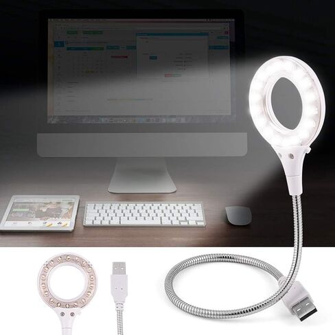 SUNGOOYUE USB LED Light, 18pcs High Brightness White Lamp Bulbs with Flexible Metal Wire for PC Laptop Desktop Keyboard, Portable Reading Light (White) in Kuwait