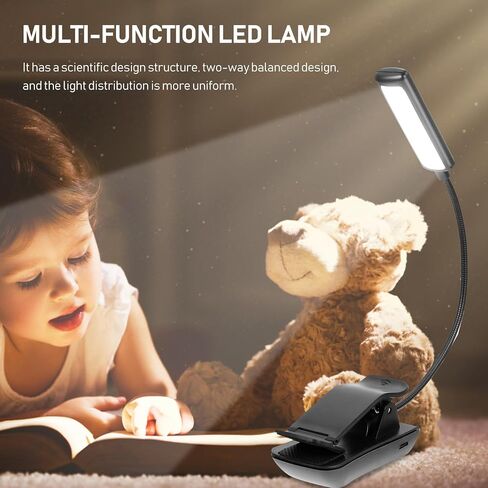 PRETYZOOM قطعتان من مصباح مشبك الموسيقى LED القابل لإعادة الشحن ومصباح طاولة القراءة بجانب السرير، أسود، مصباح متعدد الوظائف للموسيقى الورقية والقراءة الليلية in Kuwait