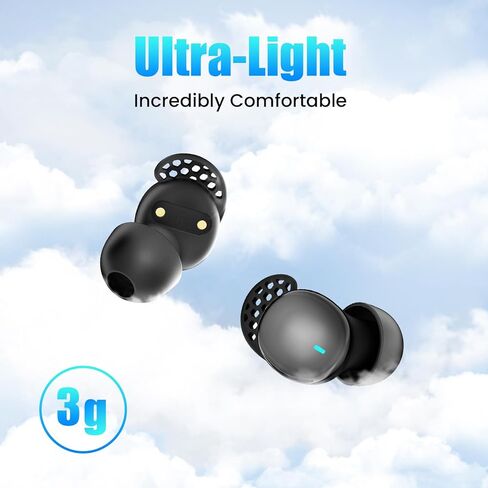 Sleep Earbuds for Side Sleepers Small Ear Buds for Sleeping Headphones Comfortable Noise Blocking LED Power Display Music Sleep Dual Mode for Sleeping Working Hiking (Sky Blue) in Kuwait