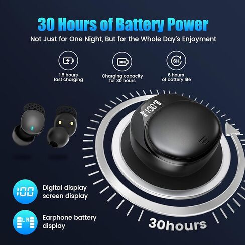 Sleep Earbuds for Side Sleepers Small Ear Buds for Sleeping Headphones Comfortable Noise Blocking LED Power Display Music Sleep Dual Mode for Sleeping Working Hiking (Sky Blue) in Kuwait