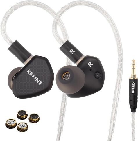 Klean in Ear Monitor, Wired Gaming Earbud, 10mm DLC Diaphragm Dynamic Driver, Wired Earbuds with Interchangeable Tuning Nozzles, HiFi IEM for Audiophile, Musician & Gaming (Black, 3.5mm) in Saudi Arabia