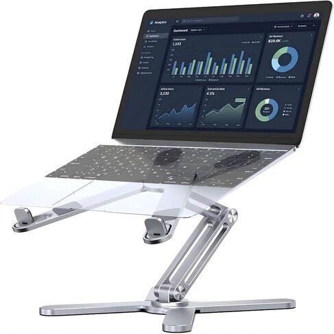 Atizzy 360 Rotating Laptop Stand for Desk, Ergonomic Foldable Aluminum Computer Riser, Adjustable Desktop Holder for Desk, Compatible with All Laptops up to 16 Inches, Grey in Kuwait