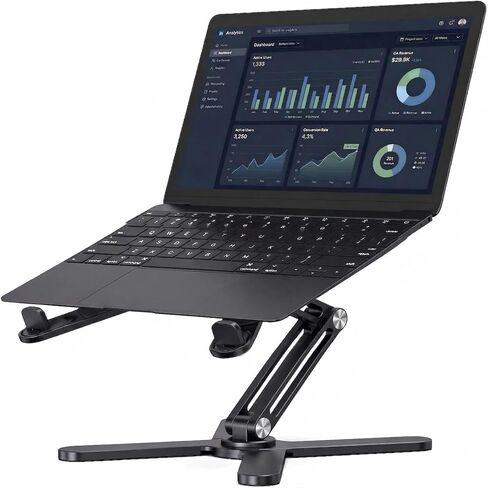 Atizzy 360 Rotating Laptop Stand for Desk, Ergonomic Foldable Aluminum Computer Riser, Adjustable Desktop Holder for Desk, Compatible with All Laptops up to 16 Inches, Grey in Saudi Arabia