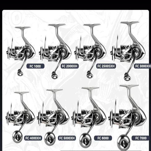 FC Saltwater Spinning Reel,2000 3000 4000 5000 Bass Fishing Reel,7+1 BB Stainless Steel Bearings Anti-Corrosion,33LBS Max Drag,Unloading Alarm System,Metal Spool&Screw in Handle in Kuwait