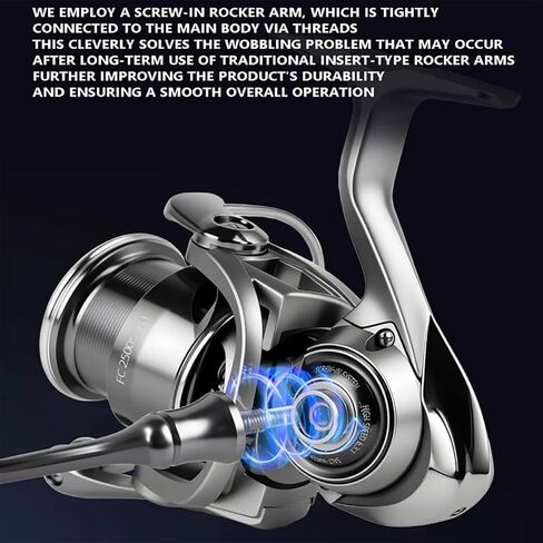 FC Saltwater Spinning Reel,2000 3000 4000 5000 Bass Fishing Reel,7+1 BB Stainless Steel Bearings Anti-Corrosion,33LBS Max Drag,Unloading Alarm System,Metal Spool&Screw in Handle in Kuwait