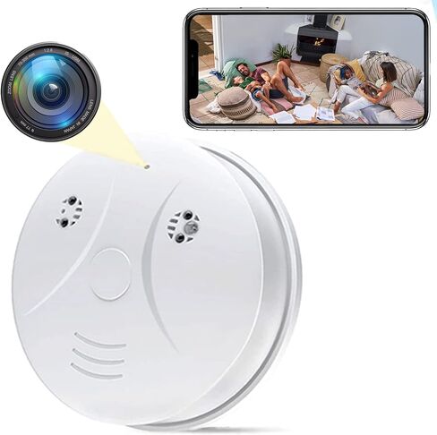 HD 1080P Spy Camera Hidden Cameras Smoke Detector, Mini Small Nanny Cam with Motion Detection, Indoor Wireless Surveillance for Home Security/Office with app in Saudi Arabia