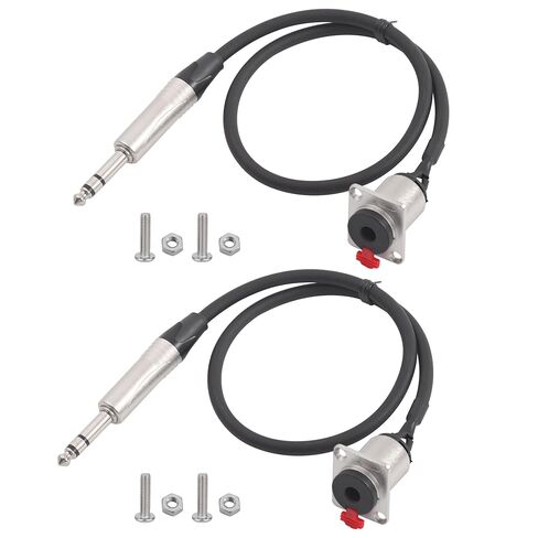 2Pcs 6.35mm 1/4" Panel Mount TRS Female to Male Speaker Headphone Extension Cable, D-Type TRS 3Pole Male to Female Stereo Connector Cable(1.6FT) in Kuwait
