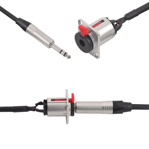 2Pcs 6.35mm 1/4" Panel Mount TRS Female to Male Speaker Headphone Extension Cable, D-Type TRS 3Pole Male to Female Stereo Connector Cable(1.6FT) in Kuwait