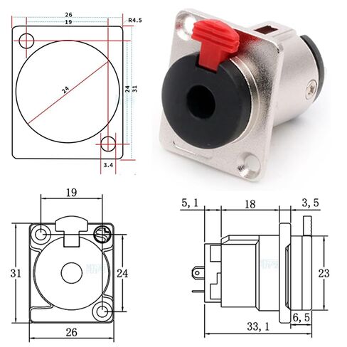 2Pcs 6.35mm 1/4" Panel Mount TRS Female to Male Speaker Headphone Extension Cable, D-Type TRS 3Pole Male to Female Stereo Connector Cable(1.6FT) in Kuwait
