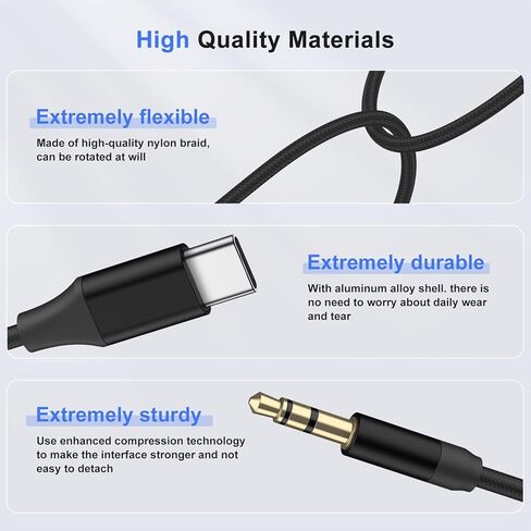 كابل مقبس صوت Aux من Meliya USB C إلى 3.5 مم (عبوة من قطعتين، 3.3 قدم)، سلك ستيريو للسيارة من النوع C إلى 3.5 مم متوافق مع iPhone 16/15 Pro، وGalaxy S25 S24 S23 S22 Ultra، وiPad Pro، وPixel 9 8 7 Pro in Kuwait