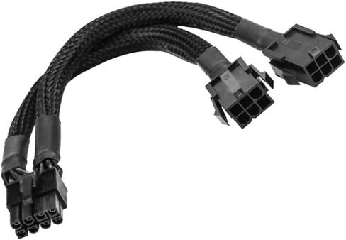 Dual 6 Pin Female to 8 Pin Male GPU Power Adapter Cable Braided Sleeved 20cm Power Sleeved Cable in Kuwait
