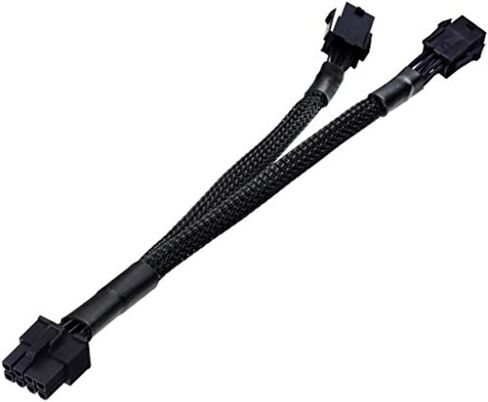 Dual 6 Pin Female to 8 Pin Male GPU Power Adapter Cable Braided Sleeved 20cm Power Sleeved Cable in Kuwait