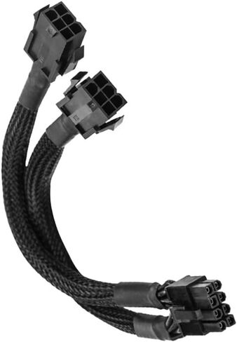 Dual 6 Pin Female to 8 Pin Male GPU Power Adapter Cable Braided Sleeved 20cm Power Sleeved Cable in Kuwait