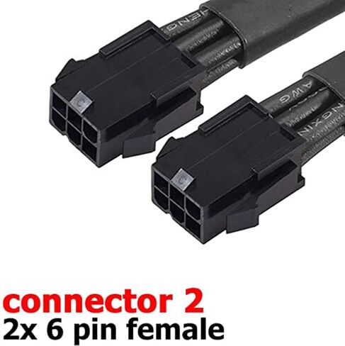 Dual 6 Pin Female to 8 Pin Male GPU Power Adapter Cable Braided Sleeved 20cm Power Sleeved Cable in Kuwait