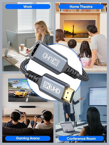 كابل تمديد HDMI 8K موسع HDMI 6FT، محول HDMI 2.1 ذكر إلى أنثى بسرعة 48 جيجابت في الثانية يدعم 8K@60 هرتز/4K@120 هرتز/HDR ديناميكي/eARC/ثلاثي الأبعاد متوافق مع HDTV/Fire TV Stick/Roku/Monitor/Laptop/PS5 in Kuwait